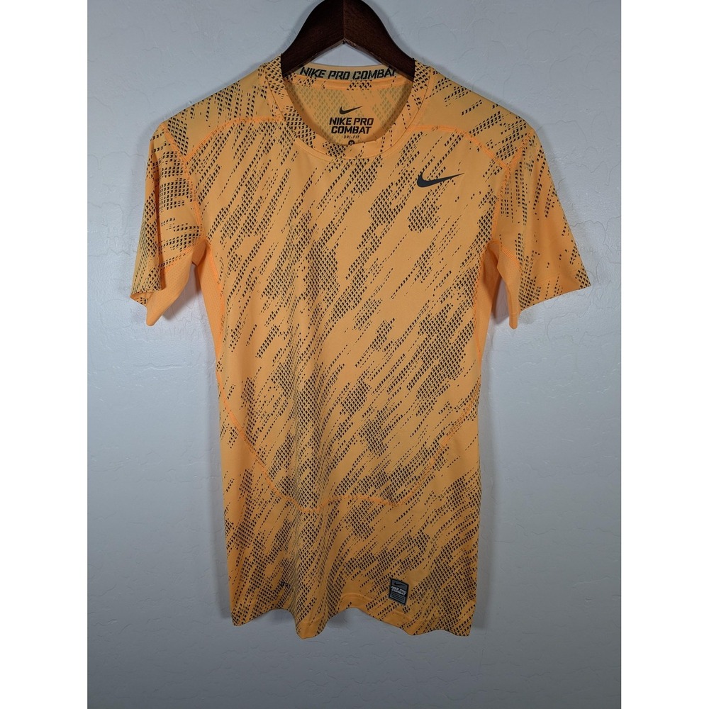 Nike Pro Combat Shirt Womens Med Orange DriFIT Compression Base‎ Layer Training